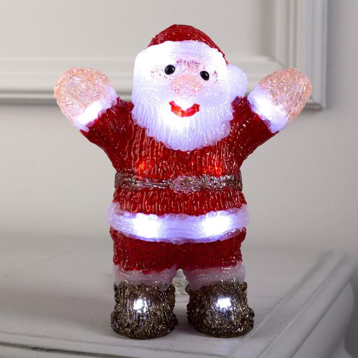 Светодиодная фигура &laquo;Дед Мороз&raquo; 7 &times; 20 &times; 7 см, акрил, 15 LED, батарейки ААх2 (не в комплекте), свечение белое