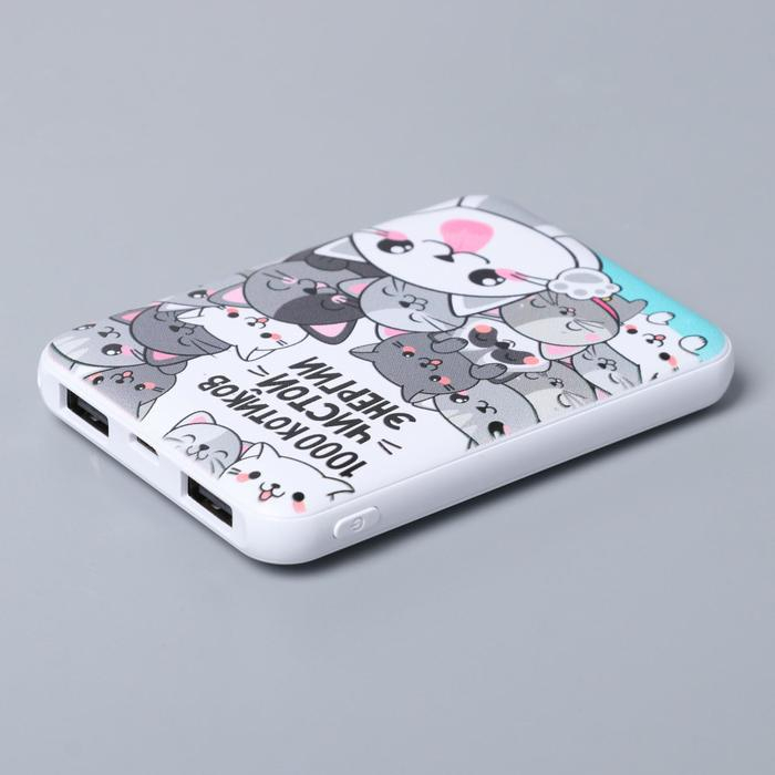 Наушники, маска для сна и зарядное устройство 5000 mAh м. PB-06 &laquo;Котики&raquo;, 20,5 х 16,5 см.