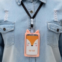 Чехол для бейджа с ушками &laquo;Лисичка&raquo;, 7 х 12 см