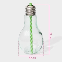 Бокал стеклянный для коктейля Доляна «Лампочка», 500 мл, с трубочкой, откручивающаяся крышка Бокал стеклянный для коктейля Доляна «Лампочка», 500 мл, с трубочкой, откручивающаяся крышка