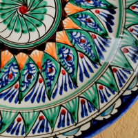 Тарелка Риштанская Керамика "Цветы", 22 см, синяя Тарелка Риштанская Керамика "Цветы", 22 см, синяя