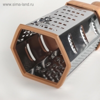 Тёрка шестигранная Доляна &laquo;Деревенька&raquo;, 12&times;11&times;22 см, цвет коричневый