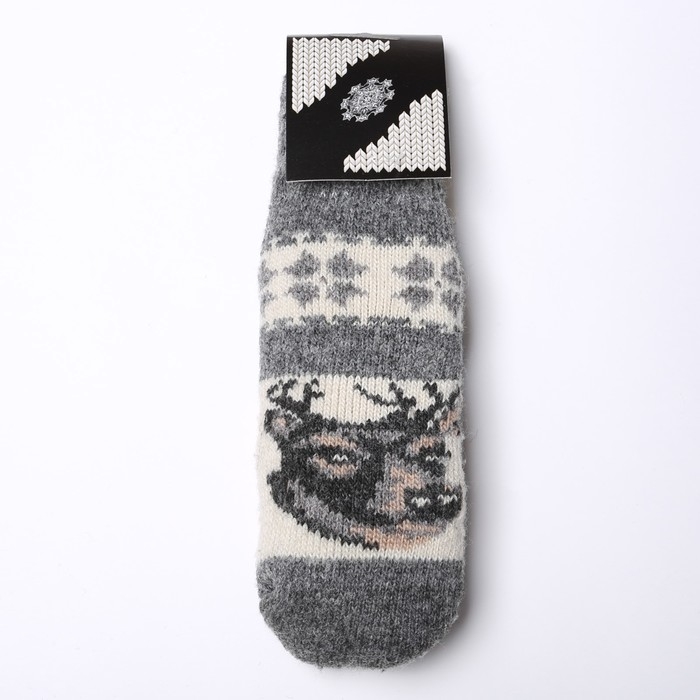 Новый год. Варежки женские шерстяные &laquo;Олень&raquo;, цвет серый, размер 20-22