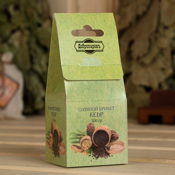Соляной брикет куб Соляной брикет куб "Кедр" 200 г "Добропаровъ"