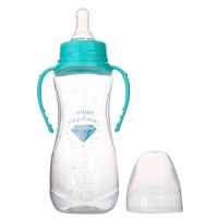Бутылочка для кормления &laquo;Наше сокровище&raquo;, классическое горло, приталенная, с ручками, 250 мл., от 0 мес., цвет бирюзовый