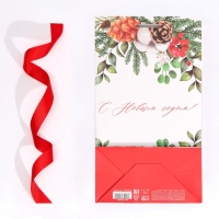 Пакет подарочный новогодний с лентой &laquo;Новогодняя пора&raquo;, 13 х 23 х 7 см, Новый год