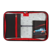 Пенал 1 секция 140 х 210 х 40 мм, откидной карман и косметичка, тканевый, Calligrata TOP Content "Крутая тачка"