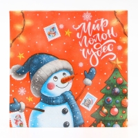 Новогодние салфетки бумажные Мой выбор &laquo;Весёлый Снеговик&raquo; 3 слоя, 33х33 см, 20 шт