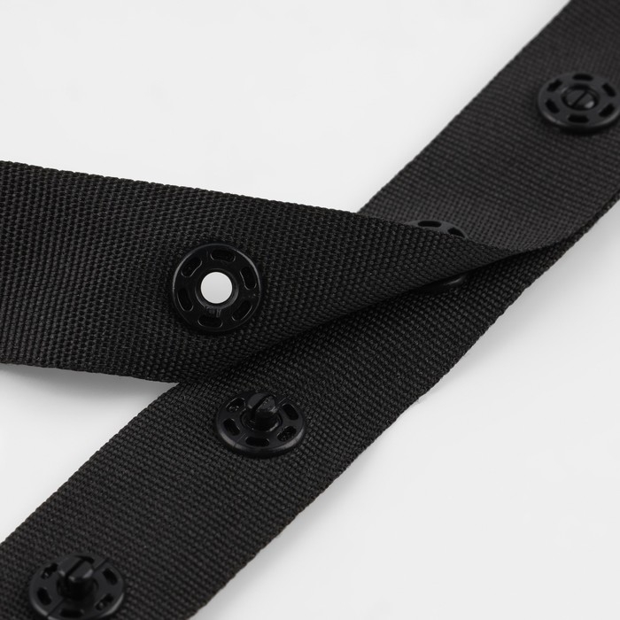 Тесьма с кнопками, 25-25 мм, 17 мм &times; 45 &plusmn; 1 м, цвет чёрный