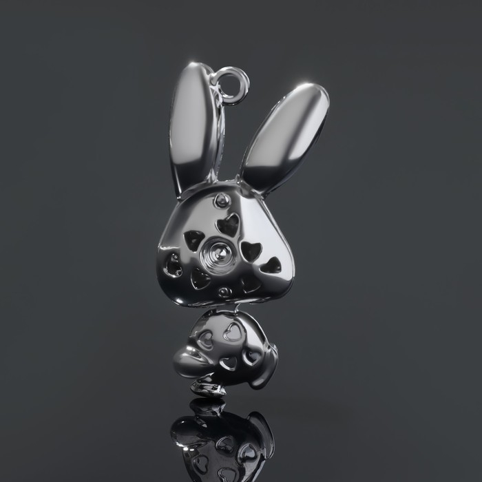 Подвеска «Заяц», цвет белый в серебре Подвеска «Заяц», цвет белый в серебре