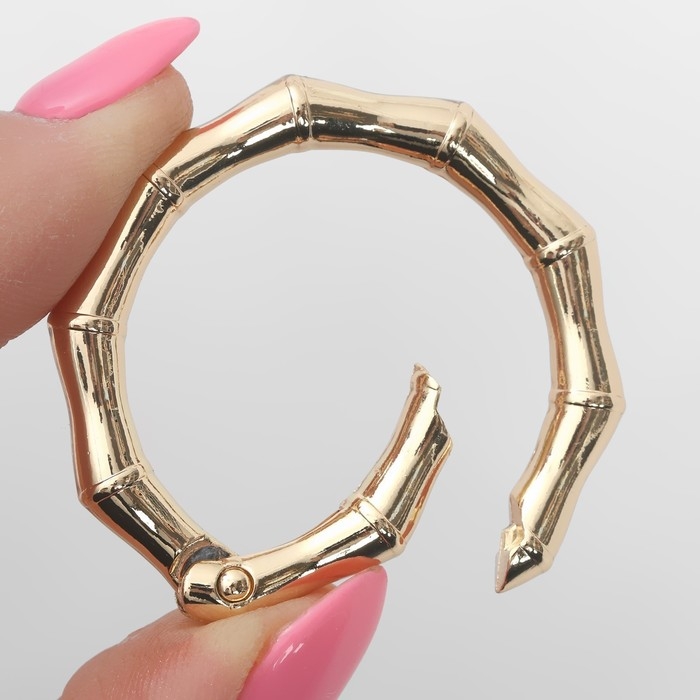 Кольцо-карабин &laquo;Бамбук&raquo;, d=32/44 мм, толщина - 4 мм, 5 шт., цвет золотой