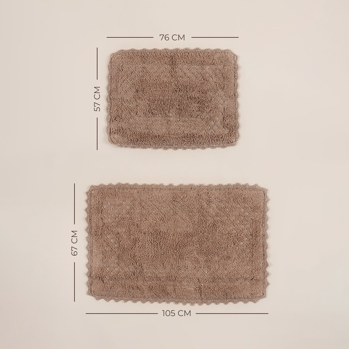 Коврики для ванной SL Home, 2 шт: 50&times;70 см, 60&times;100 см, цвет кремовый