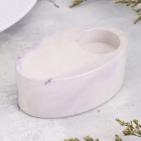 Подсвечник "Узкий овал. Мрамор" из гипса,11,5х7х4см, мрамор с фиолетовыми полосками