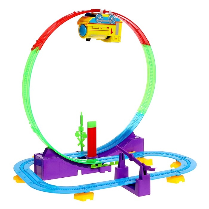 Автотрек детский &laquo;Мой город&raquo;, работает от батареек, 32 детали, цвет поезда жёлтый