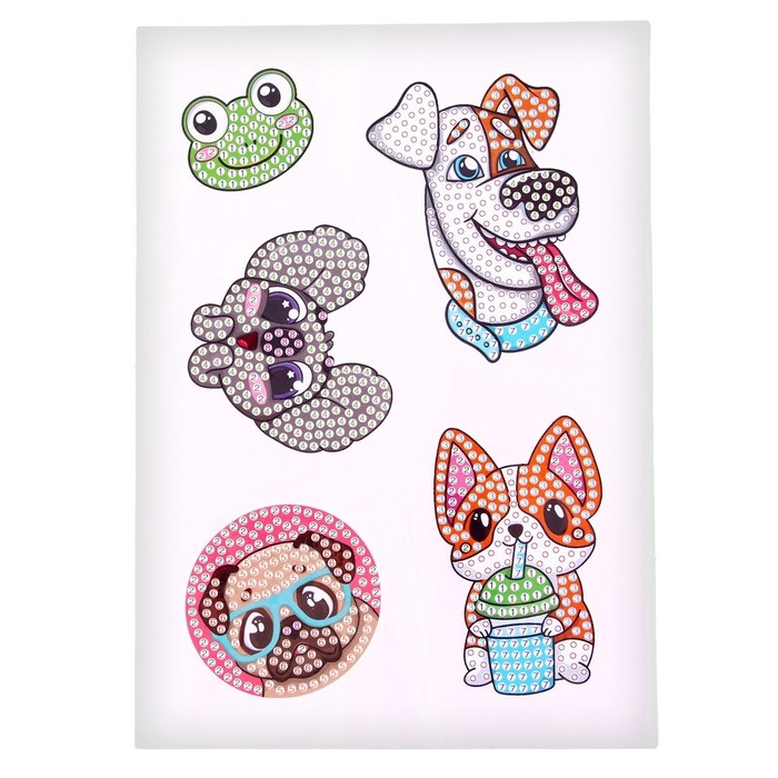 Алмазная мозаика-стикер с частичным заполнением для детей &laquo;Веселые животные&raquo;