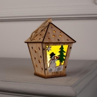 Ёлочная игрушка &laquo;Фонарь со снеговиком&raquo;, от батареек, свечение тёплое белое