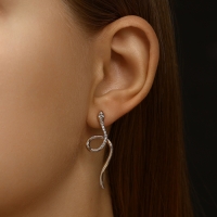 Новый год! Символ года 2025! Серьги металл&laquo;Змея&raquo; миниатюрные мини, цвет белый в золоте