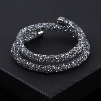 Браслет-пружинка &laquo;Шанталь&raquo; 2 ряда, цвет серебро, d=7 см