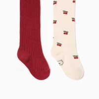 Набор колготок Крошка Я "Вишенки", рост 86-92 см, молочный/бордовый Набор колготок Крошка Я "Вишенки", рост 86-92 см, молочный/бордовый