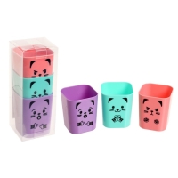 Подставка-стакан для канцелярии, 3 штуки, 3 цвета, deVENTE, Kitty, пластик, квадратные Подставка-стакан для канцелярии, 3 штуки, 3 цвета, deVENTE, Kitty, пластик, квадратные