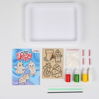 Набор для творчества &laquo;Рисуем в технике эбру. Значки из дерева: Новый год&raquo;