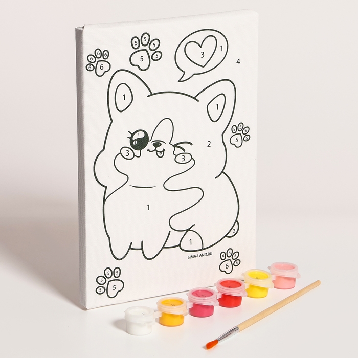 Картина по номерам для детей &laquo;Милый корги&raquo;, 21 х 15 см