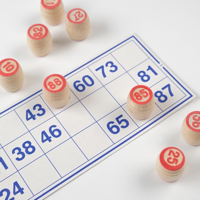 Русское лото деревянное, игра настольная "Русские узоры", 24 карточки, с бочонками