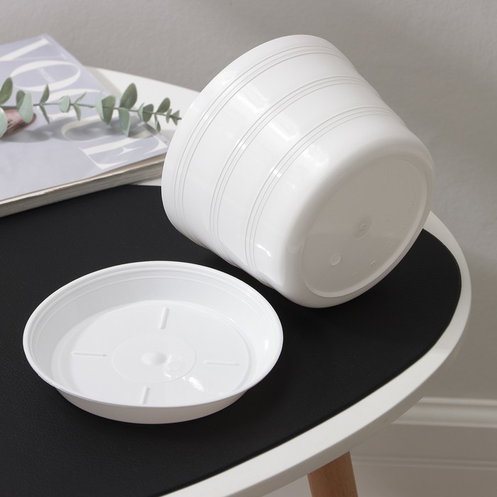 Горшок с поддоном «Классик», 1,4 л, цвет белый Горшок с поддоном «Классик», 1,4 л, цвет белый