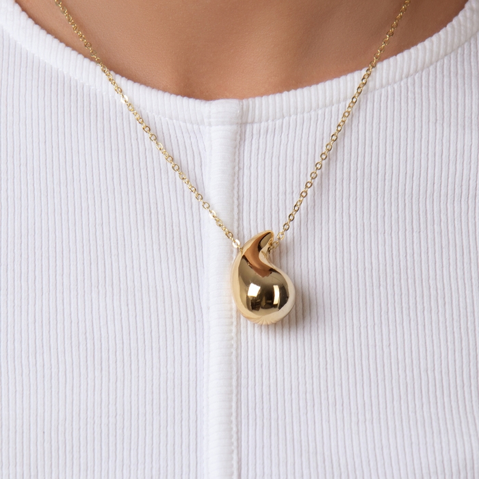 Гарнитур 2 предмета: серьги, кулон &laquo;Капля&raquo;, цвет золото, 40 см