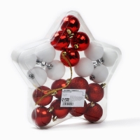 Ёлочные шары новогодние, на Новый год, d=5 см, 20 шт., цвет белые и красные Ёлочные шары новогодние, на Новый год, d=5 см, 20 шт., цвет белые и красные