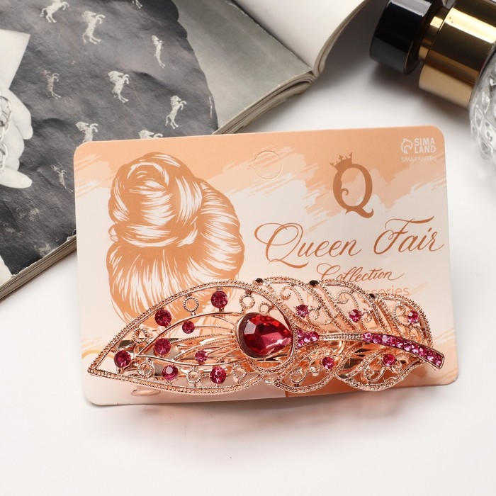 Заколка-автомат для волос "Маргарет" листочек, 9 см, золото