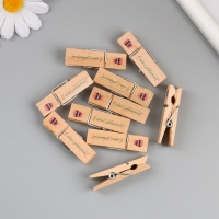 Декор для творчества дерево "Прищепка - С днём рождения!" набор 10 шт