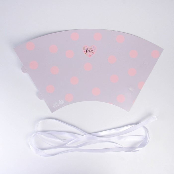 Переноска для цветов круглая на лентах &laquo;With love&raquo;, 15 &times; 23.3 &times; 7.5 см, &Oslash; 15 см