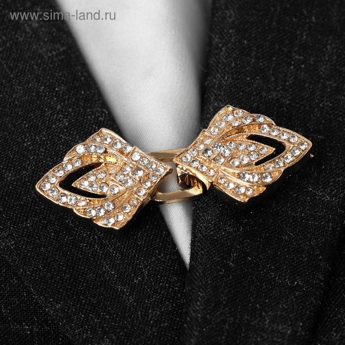 Зажим для кардигана «Пики», цвет белый в золоте Зажим для кардигана «Пики», цвет белый в золоте