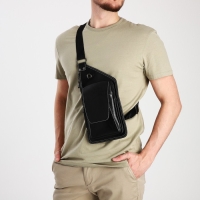 Сумка-слинг мужская из искусственной кожи, цвет чёрный Сумка-слинг мужская из искусственной кожи, цвет чёрный