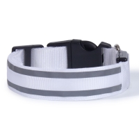 Ошейник с подсветкой Двойная полоса размер S, ОШ 35-43 х 2,5 см, 3 режима свечения белый