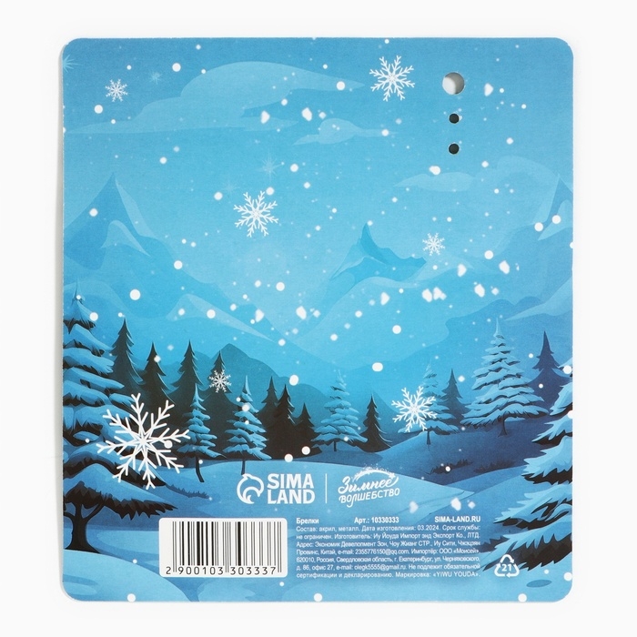 Брелок новогодний, для ключей, голографический &laquo;Волшебных моментов&raquo; 3,7 х 9,2 см