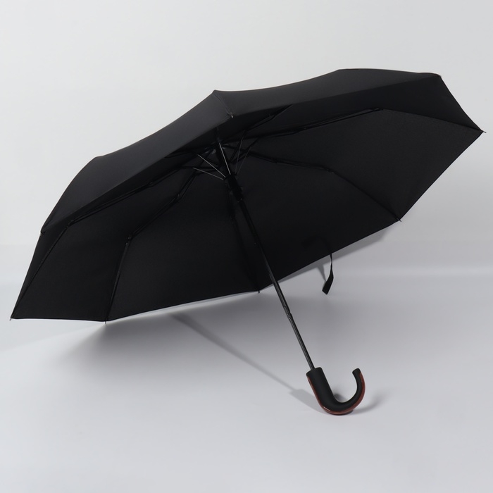Зонт полуавтоматический &laquo;Гром&raquo;, эпонж, 3 сложения, 8 спиц, R = 48/55 см, D = 110 см, цвет чёрный