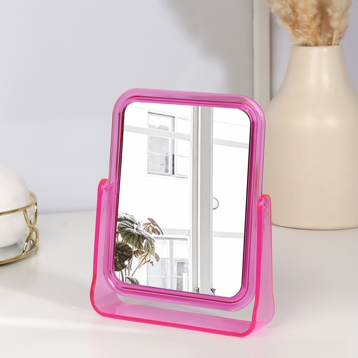 Зеркало настольное, двустороннее, с увеличением, зеркальная поверхность 10,5 × 14 см, цвет МИКС Зеркало настольное, двустороннее, с увеличением, зеркальная поверхность 10,5 × 14 см, цвет МИКС