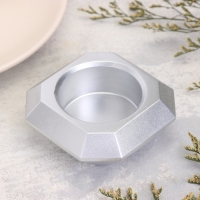 Подсвечник "Квадрат" из гипса со скошенными углами малый,9х3,5см, серебро