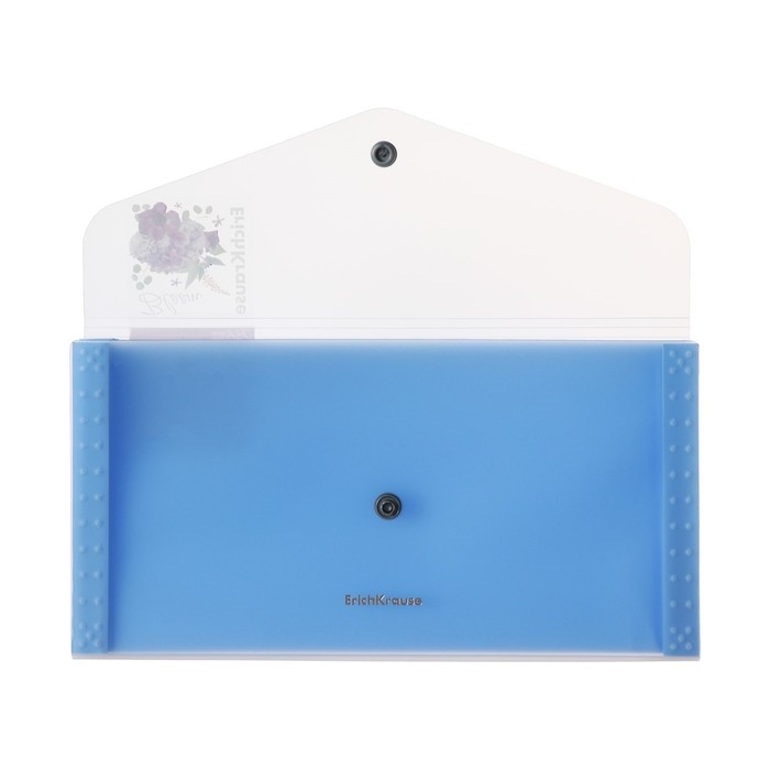 Папка-конверт на кнопке 260 х 132 мм (Travel), 550 мкм, ErichKrause "Matt Pastel Bloom", с расширением, 4 отделения, полупрозрачная, тиснение "песок", микс
