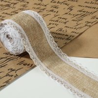 Лента из джута «Кружево», 55 мм, 4,5 ± 0,5 м, цвет бежевый Лента из джута «Кружево», 55 мм, 4,5 ± 0,5 м, цвет бежевый