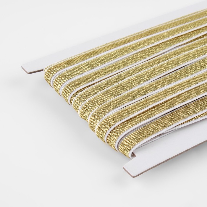 Резинка с глиттером, 10 мм, 10 &plusmn; 1 м, цвет белый/золотой