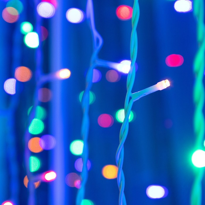 Гирлянда &laquo;Занавес&raquo; 2 &times; 9 м, IP44, УМС, белая нить, 1800 LED, свечение мульти, 220 В
