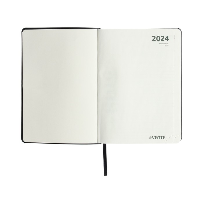 Ежедневник датированный 2024 A5 176 листов, deVENTE.Saltos, мягкая обложка из искусственной кожи, ляссе, кремовый блок 70 г/м2, чёрный Ежедневник датированный 2024 A5 176 листов, deVENTE.Saltos, мягкая обложка из искусственной кожи, ляссе, кремовый блок 70 г/м2, чёрный