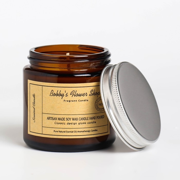 Свеча ароматическая в банке Свеча ароматическая в банке "Цветочный магазин Бобби", 6,5х5,5 см, 100 гр