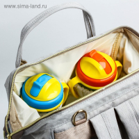 Сумка рюкзак для мамы и малыша с термокарманом, термосумка - портфель, цвет серый/зеленый Сумка рюкзак для мамы и малыша с термокарманом, термосумка - портфель, цвет серый/зеленый