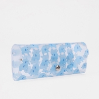 Футляр для очков на кнопке, длина 15,6 см, цвет голубой/прозрачный Футляр для очков на кнопке, длина 15,6 см, цвет голубой/прозрачный