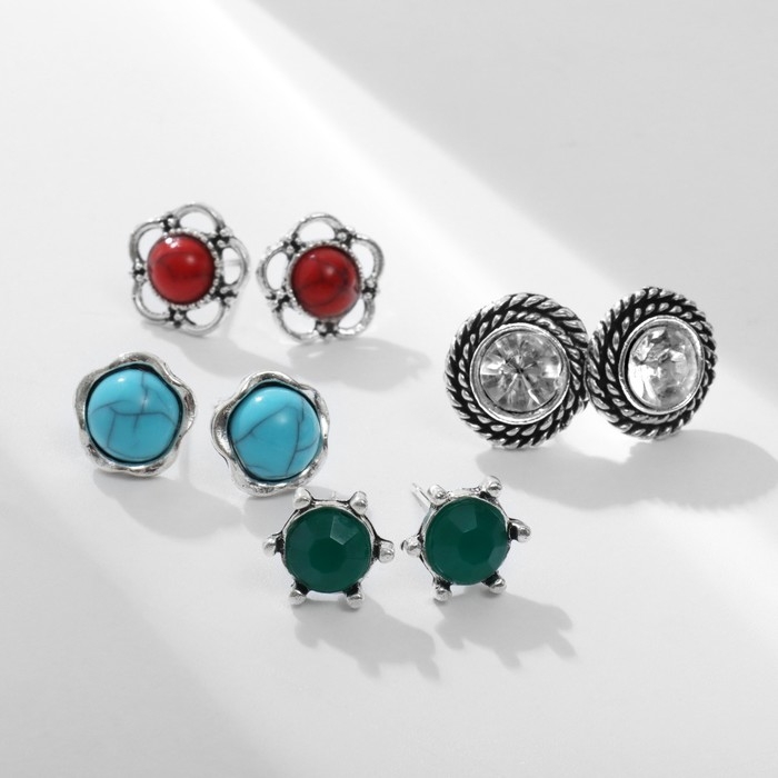 Пусеты в коробке 36 пар &laquo;Натурель&raquo;, цвет МИКС в чернёном серебре