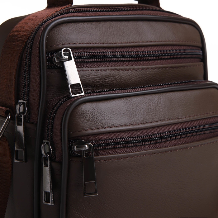 Сумка мужская на молниях, длинный ремень, цвет коричневый Сумка мужская на молниях, длинный ремень, цвет коричневый